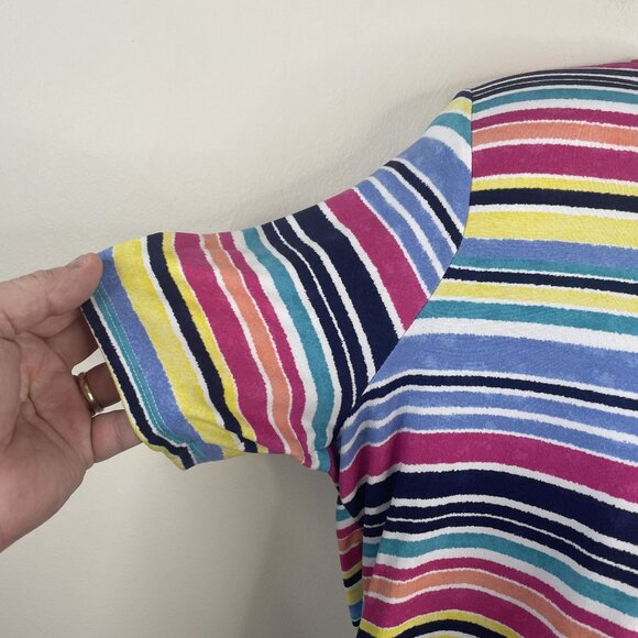 Croft & Barrow Striped Top Women XLarge Colorful Rainbow Casual Travel Stretch - Picture 4 of 9
